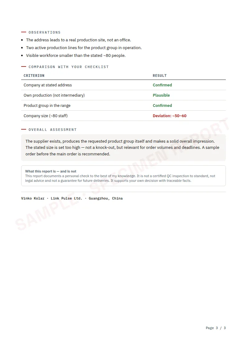 Report p. 3 — Observations & conclusion