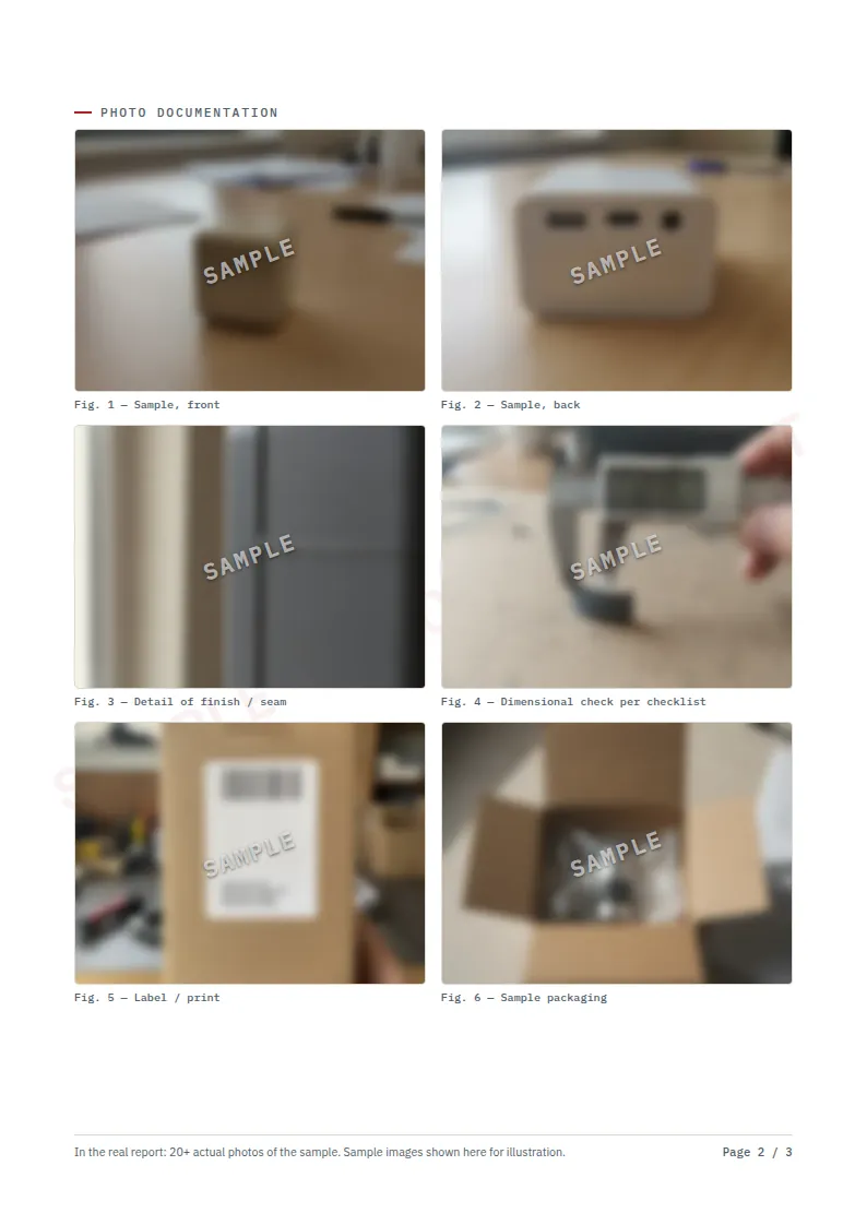 Report p. 2 — Sample photo documentation