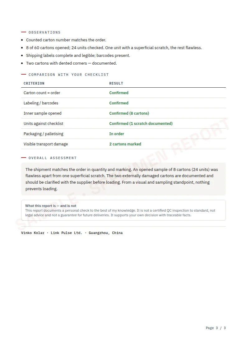Report p. 3 — Count & conclusion
